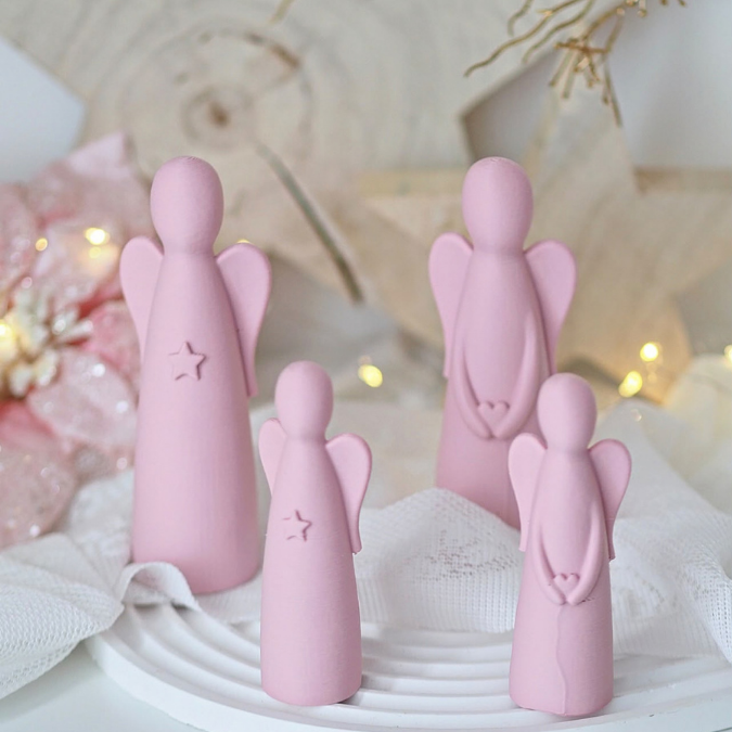 1 STL 3D Druck Datei 4er Set Engel skalierbar Weihnachten Winter Deko Mama Muttertag 3D-Druck Datei – Bild 4