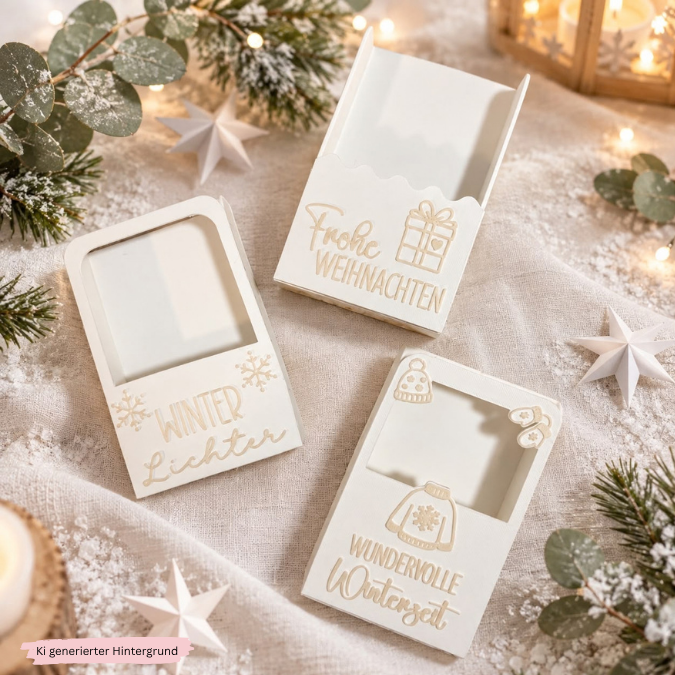 STL 3D Druck Datei Kerzenbox für 3 kurze Kerzen Kerzenverpackung Deko Weihnachten mit Deckel zum kleben 3D-Datei 3D-Vorlage personalisierbar – Bild 4