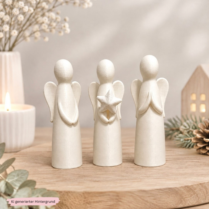 STL 3D Druck Datei 3er Set Engel skalierbar Weihnachten Winter Deko Mama Muttertag 3D-Druck Datei einer mit Öffnung für Blumen – Bild 6