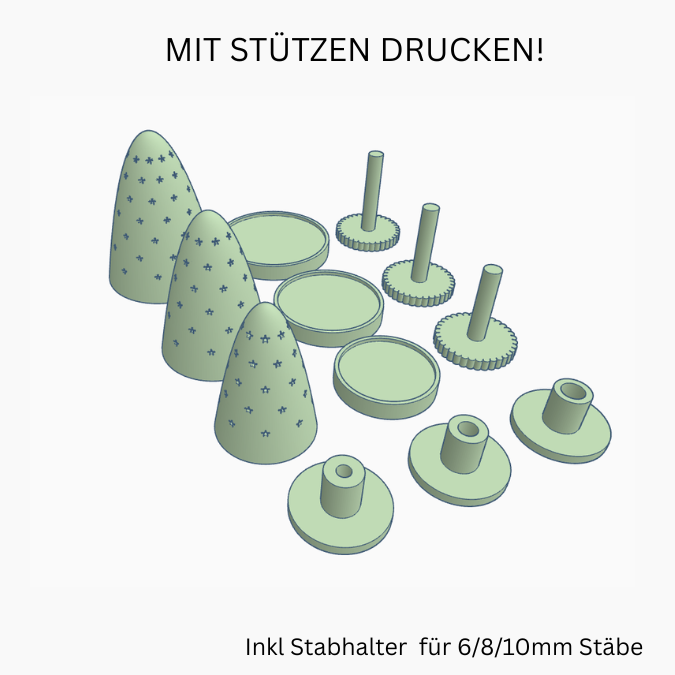 2 STL 3D Druck Datei Lichtkuppeln Winter Weihnachten mit Ständern versch Größen für LED Teelicht Lichterkette mit Adapter als Gartenfackeln – Bild 2