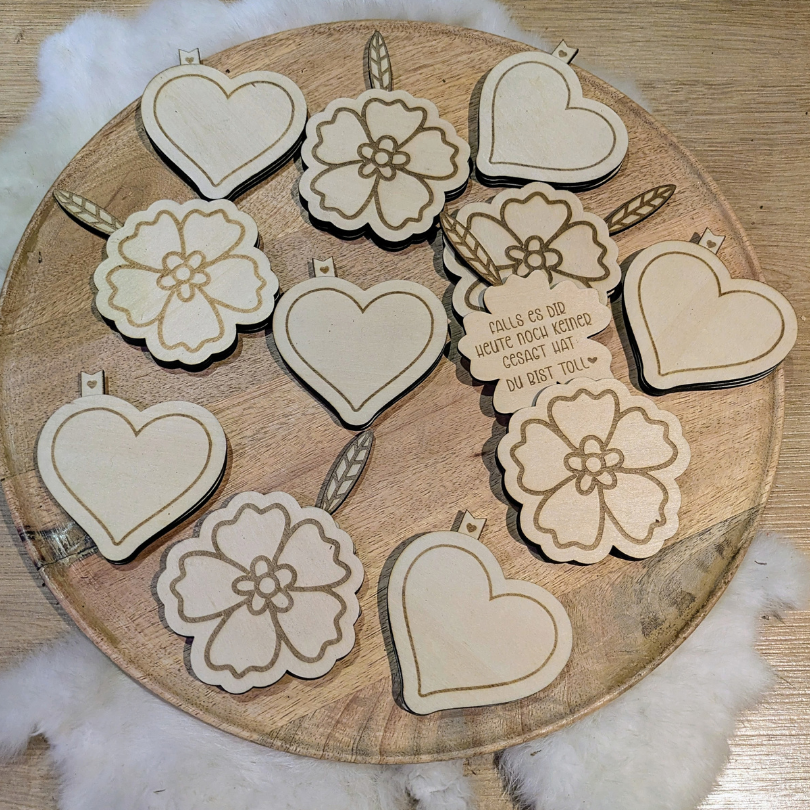 SVG Laserdatei Mini Botschaft zum einschieben Herz oder Blume Geschenkidee einfach so SVG Datei Geburtstag Kleinigkeit Mitbringsel Danke – Bild 3