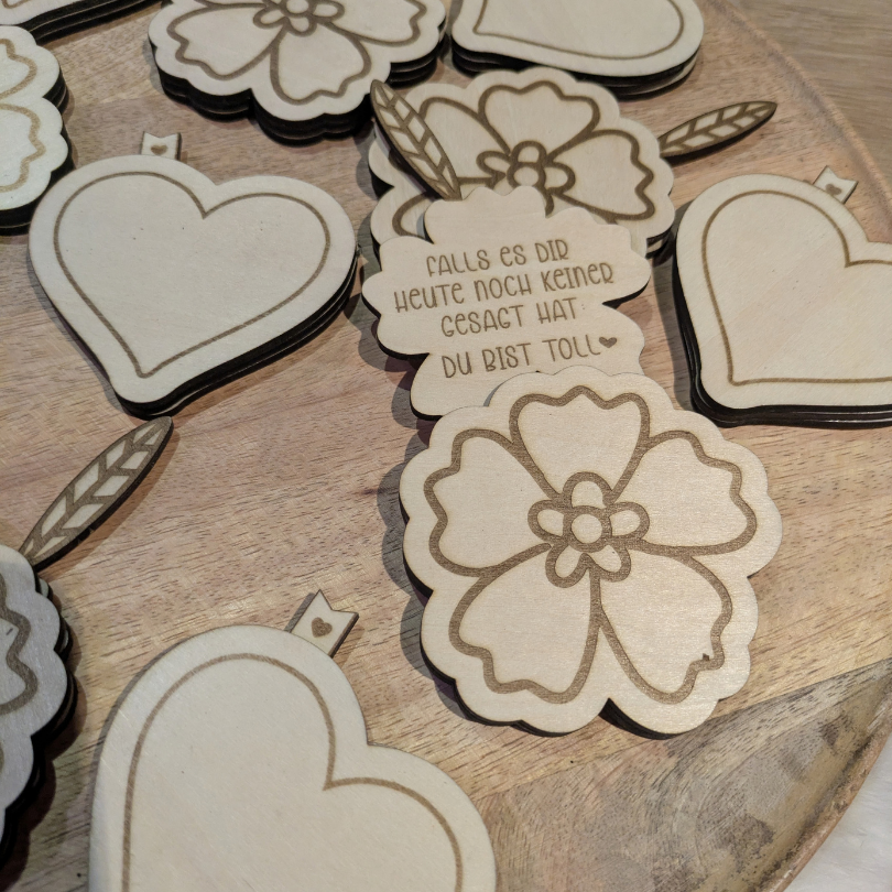 SVG Laserdatei Mini Botschaft zum einschieben Herz oder Blume Geschenkidee einfach so SVG Datei Geburtstag Kleinigkeit Mitbringsel Danke – Bild 4
