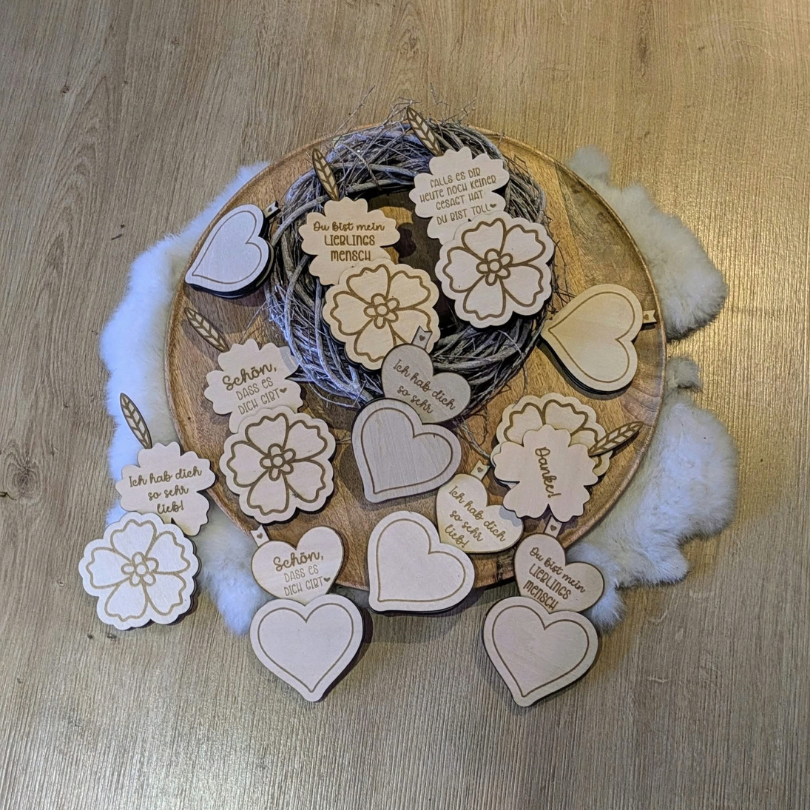 SVG Laserdatei Mini Botschaft zum einschieben Herz oder Blume Geschenkidee einfach so SVG Datei Geburtstag Kleinigkeit Mitbringsel Danke – Bild 6