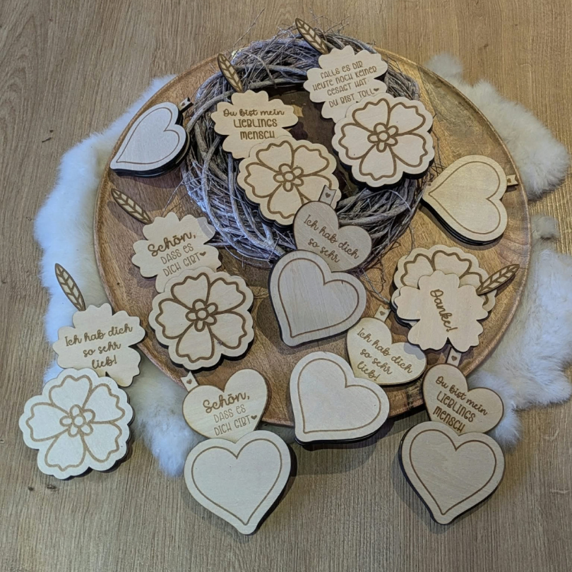SVG Laserdatei Mini Botschaft zum einschieben Herz oder Blume Geschenkidee einfach so SVG Datei Geburtstag Kleinigkeit Mitbringsel Danke – Bild 7