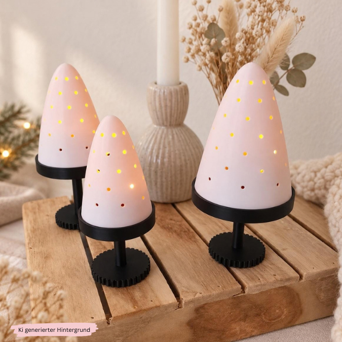 2 STL 3D Druck Datei Lichtkuppeln Winter Weihnachten mit Ständern versch Größen für LED Teelicht Lichterkette mit Adapter als Gartenfackeln – Bild 6