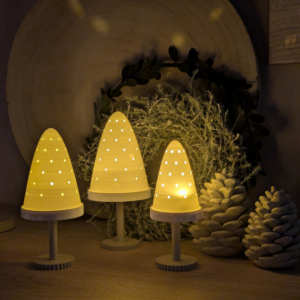 STL 3D Druck Datei Lichtkuppeln Winter Weihnachten mit Ständern versch Größen für LED Teelicht Lichterkette mit Adapter als Gartenfackeln