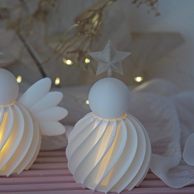 2 STL 3D Druck Datei 2er Set Engel rillen zum beleuchten mit Ballonlicht Weihnachten Winter Deko 3D-Druck Datei – Bild 5