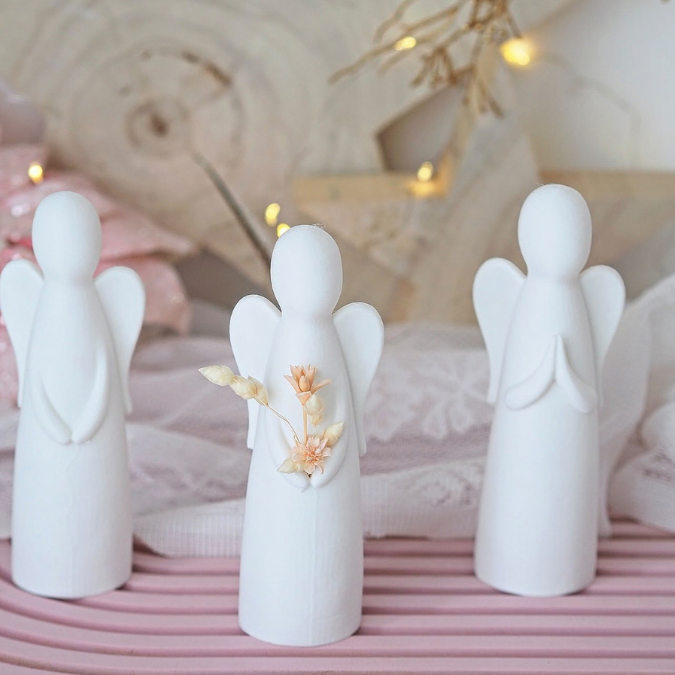 STL 3D Druck Datei 3er Set Engel skalierbar Weihnachten Winter Deko Mama Muttertag 3D-Druck Datei einer mit Öffnung für Blumen – Bild 7
