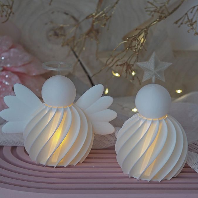 2 STL 3D Druck Datei 2er Set Engel rillen zum beleuchten mit Ballonlicht Weihnachten Winter Deko 3D-Druck Datei – Bild 8