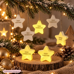 STL 3D Druck Datei Licht Sterne und Sternanhänger PERSONALISIERBAR für Ballonlicht mit Deckel zum kleben 3D-Druck Datei Winter Weihnachten