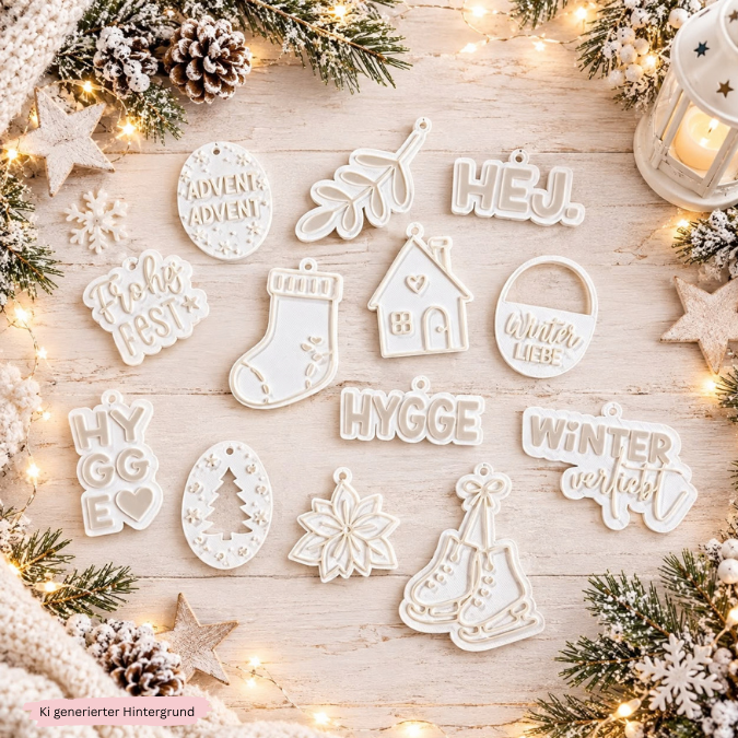 2 STL 3D Druck Datei 14 Designs Weihnachts Geschenkanhänger Winter Weihnachten 3D-Druck Skandi Deko Kawaii Boho cute – Bild 3