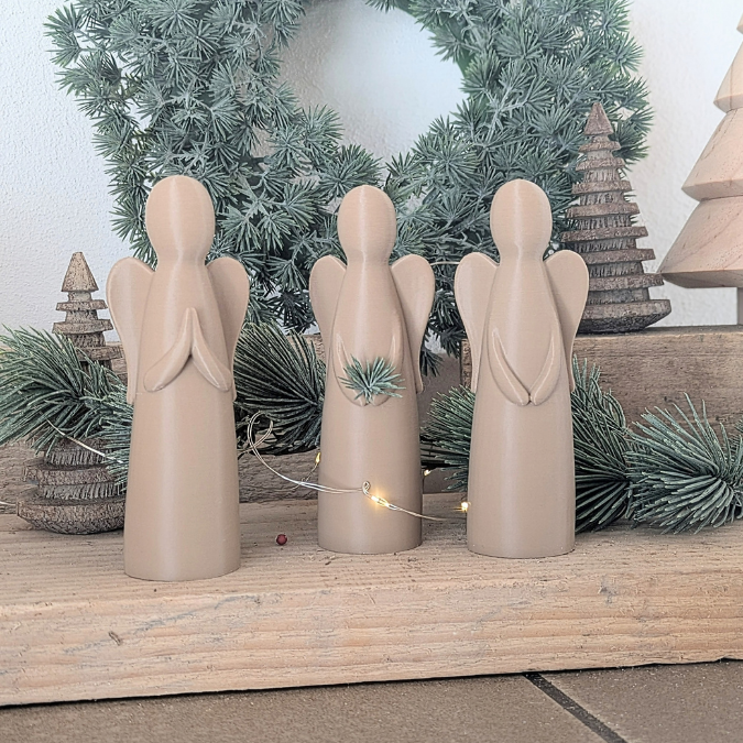 STL 3D Druck Datei 3er Set Engel skalierbar Weihnachten Winter Deko Mama Muttertag 3D-Druck Datei einer mit Öffnung für Blumen – Bild 3