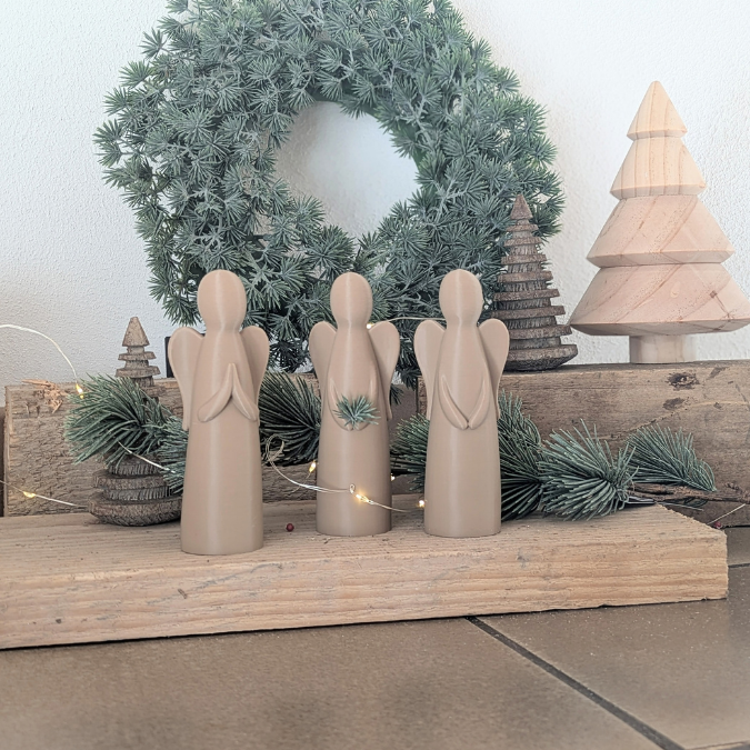STL 3D Druck Datei 3er Set Engel skalierbar Weihnachten Winter Deko Mama Muttertag 3D-Druck Datei einer mit Öffnung für Blumen – Bild 8