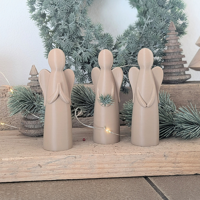 STL 3D Druck Datei 3er Set Engel skalierbar Weihnachten Winter Deko Mama Muttertag 3D-Druck Datei einer mit Öffnung für Blumen – Bild 9