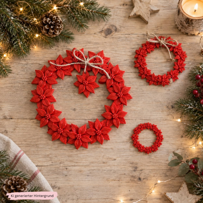 STL 3D Druck Datei Weihnachten Weihnachtsstern Kranz Winter Blume schlicht Geschenkanhänger Wanddeko 3D-Datei 3D-Druck Vorlage – Bild 5