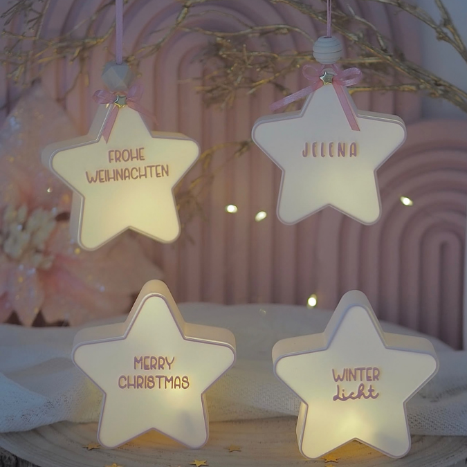 STL 3D Druck Datei Licht Sterne und Sternanhänger PERSONALISIERBAR für Ballonlicht mit Deckel zum kleben 3D-Druck Datei Winter Weihnachten – Bild 3