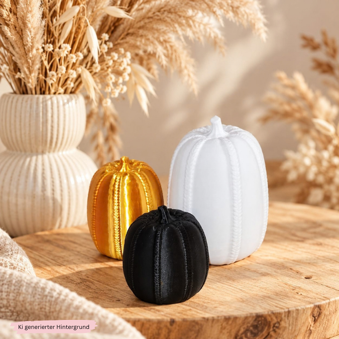STL 3D Druck Datei 3er Set Herbst Kürbisse skalierbar Herbstliebe Herbstmoment 3D-Datei 3D-Druck Vorlage Kürbisliebe – Bild 3