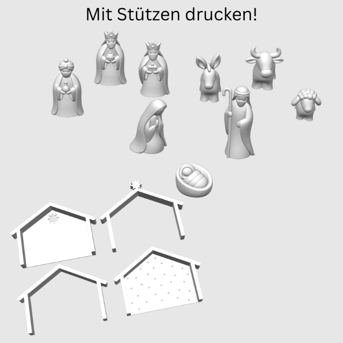 2 STL 3D Druck Datei Krippenfiguren mit verschiedenen Kulissen Krippenszene Krippe Maria und Josef Jesus 3D-Datei 3D-Druck Heilige Nacht – Bild 2