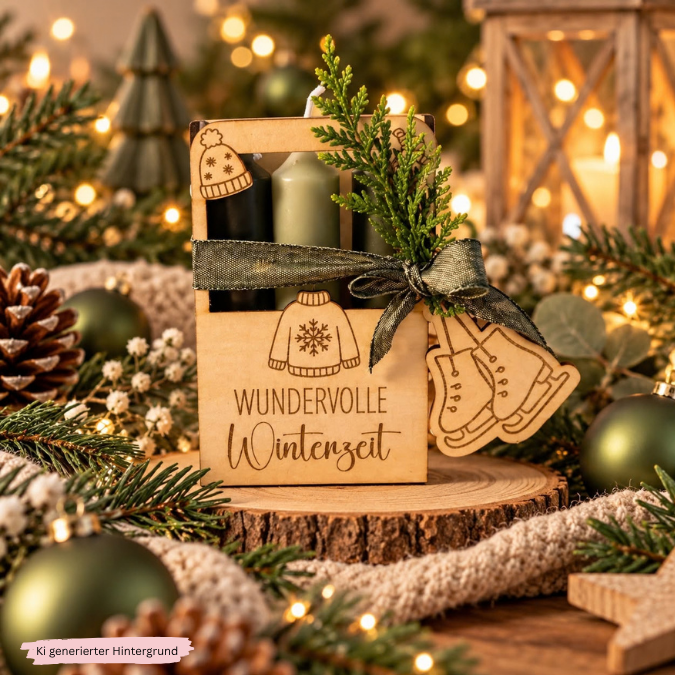 1 SVG Laser Datei Weihnachten Winter Kerzenbox Mitbringsel für 3 kleine Stabkerzen oder Kleinigkeiten 3mm 4mm Laserdatei SVG Datei Skandi – Bild 7