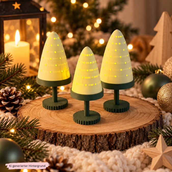 2 STL 3D Druck Datei Lichtkuppeln Winter Weihnachten mit Ständern versch Größen für LED Teelicht Lichterkette mit Adapter als Gartenfackeln – Bild 4