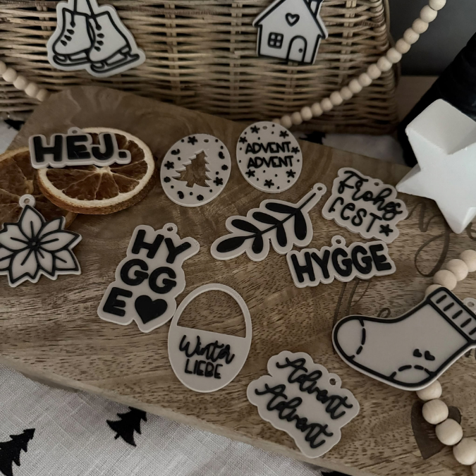 2 STL 3D Druck Datei 14 Designs Weihnachts Geschenkanhänger Winter Weihnachten 3D-Druck Skandi Deko Kawaii Boho cute – Bild 5