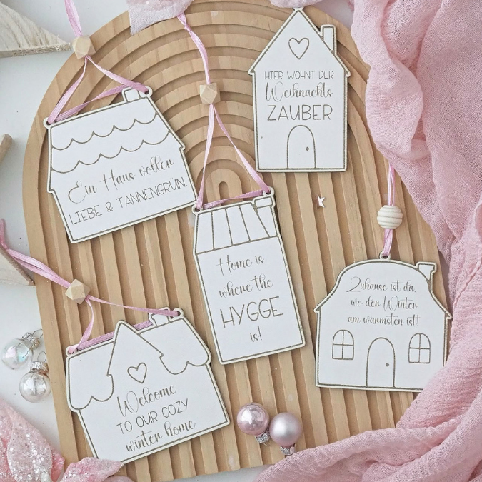 5er Set SVG Laser Datei Skandi Weihnachtshäuschen Weihnachten Winter Hygge home Hej Skandinavisch Häuschenliebe Häuser Laserdatei – Bild 3