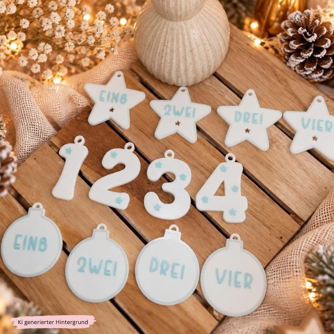 2 STL 3D Druck Datei Weihnachten 5 Designs Adventskranz Anhänger Zahlen Advent 3D-Datei 3D-Druck Vorlage Winter Weihnachtsdeko – Bild 9