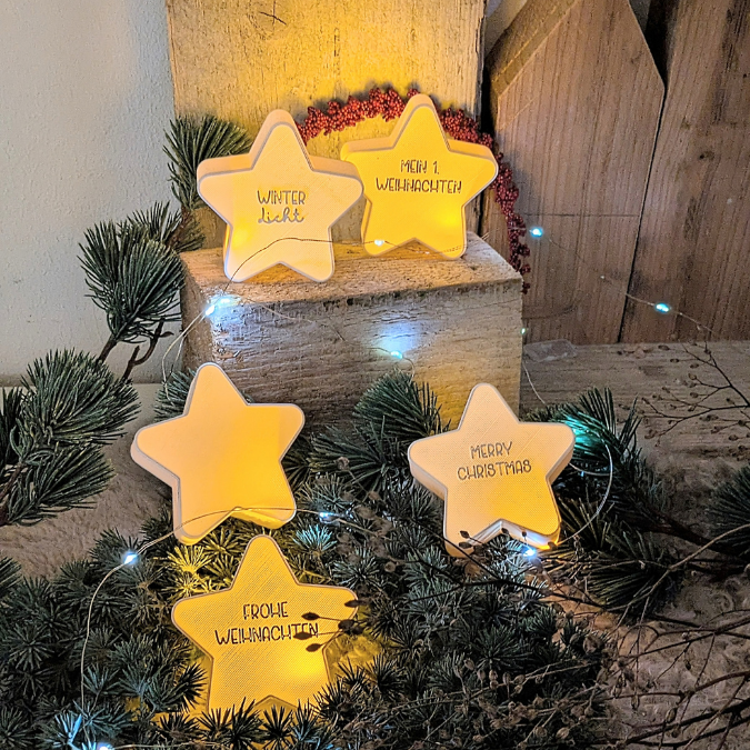 1 STL 3D Druck Datei Licht Sterne und Sternanhänger PERSONALISIERBAR für Ballonlicht mit Deckel zum kleben 3D-Druck Datei Winter Weihnachten – Bild 10