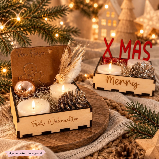 1 SVG Laser Winter Weihnachten Datei Teelichtbox Mitbringsel für Teelichter oder Kleinigkeiten 3mm 4mm Laserdatei SVG Datei Hygge skandi – Bild 7