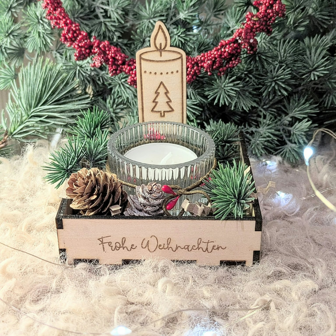 1 SVG Laser Winter Weihnachten Datei Teelichtbox Mitbringsel für Teelichter oder Kleinigkeiten 3mm 4mm Laserdatei SVG Datei Hygge skandi – Bild 15