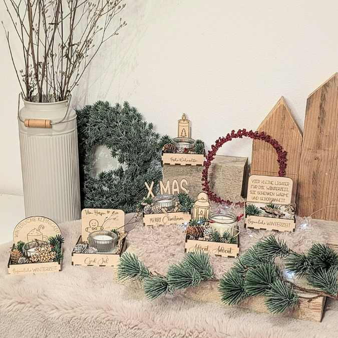 1 SVG Laser Winter Weihnachten Datei Teelichtbox Mitbringsel für Teelichter oder Kleinigkeiten 3mm 4mm Laserdatei SVG Datei Hygge skandi – Bild 13