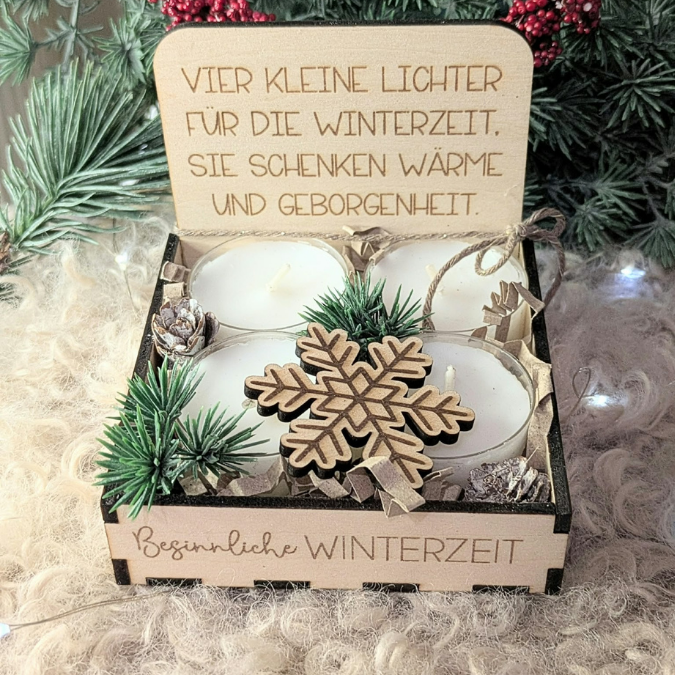 1 SVG Laser Winter Weihnachten Datei Teelichtbox Mitbringsel für Teelichter oder Kleinigkeiten 3mm 4mm Laserdatei SVG Datei Hygge skandi – Bild 11
