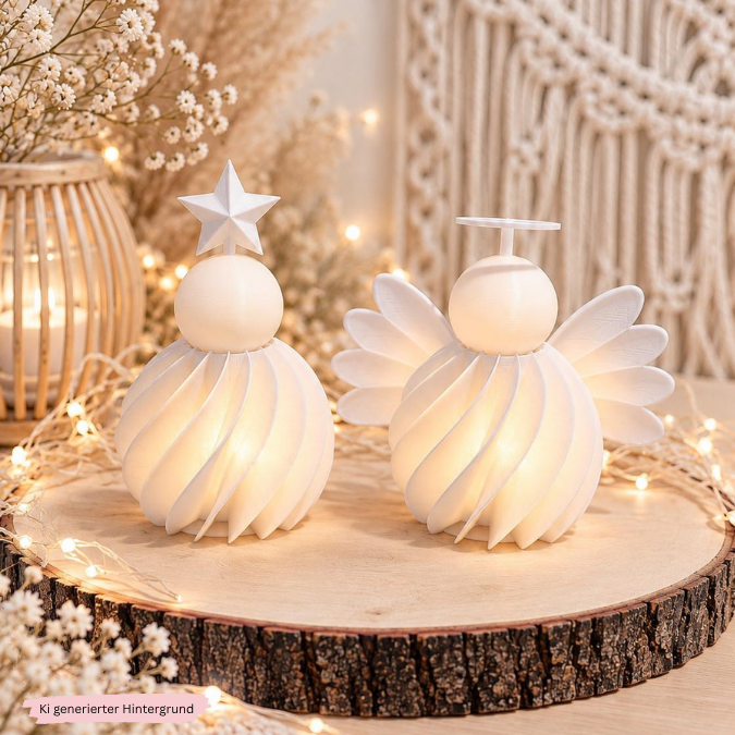2 STL 3D Druck Datei 2er Set Engel rillen zum beleuchten mit Ballonlicht Weihnachten Winter Deko 3D-Druck Datei – Bild 17
