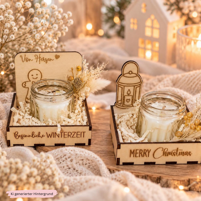 1 SVG Laser Winter Weihnachten Datei Teelichtbox Mitbringsel für Teelichter oder Kleinigkeiten 3mm 4mm Laserdatei SVG Datei Hygge skandi – Bild 3