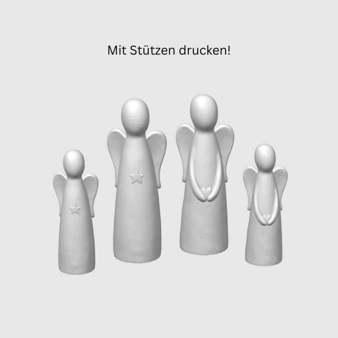 1 STL 3D Druck Datei 4er Set Engel skalierbar Weihnachten Winter Deko Mama Muttertag 3D-Druck Datei – Bild 2
