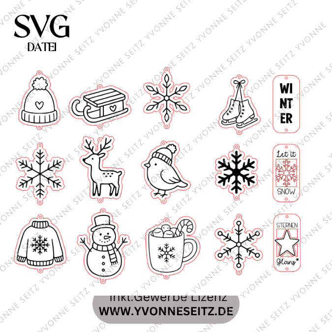 SVG Laser Datei 15 Designs Sonnenfänger Winter Skandi Scandi Aufhänger Anhänger Deko für Wand und Fenster Sonnenfänger Deko Geschenkanhänger – Bild 2