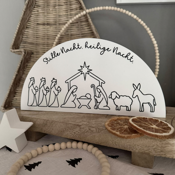 1 STL 3D Druck Datei Krippe zum beleuchten Weihnachten für Lichterkette Aufsteller Lichtkrippe 3D-Datei Heilige Nacht mit Deckel zum kleben – Bild 5