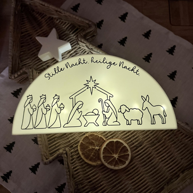 1 STL 3D Druck Datei Krippe zum beleuchten Weihnachten für Lichterkette Aufsteller Lichtkrippe 3D-Datei Heilige Nacht mit Deckel zum kleben – Bild 3