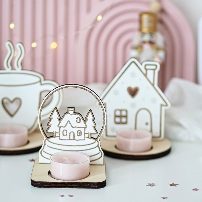 SVG Laser Datei 4 Designs Teelichtaufsteller Winter Weihnachten Mitbringsel für LED-Teelichter 3&4mm Laserdatei SVG Datei Hygge Geschenkidee – Bild 7