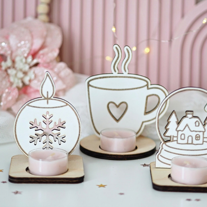 SVG Laser Datei 4 Designs Teelichtaufsteller Winter Weihnachten Mitbringsel für LED-Teelichter 3&4mm Laserdatei SVG Datei Hygge Geschenkidee – Bild 9