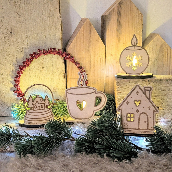 SVG Laser Datei 4 Designs Teelichtaufsteller Winter Weihnachten Mitbringsel für LED-Teelichter 3&4mm Laserdatei SVG Datei Hygge Geschenkidee – Bild 15