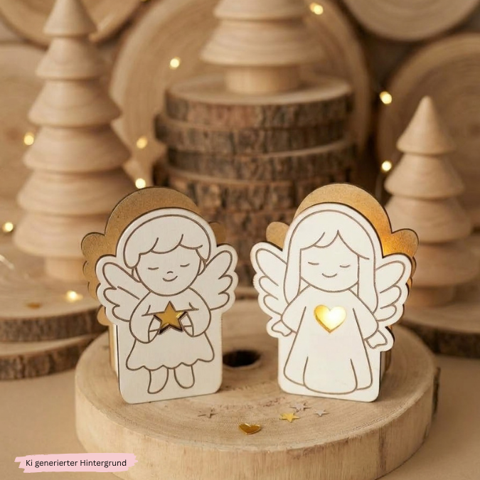 1 SVG Laserdatei 2 Designs Mini Engel zum füllen mit Blumen Geld oder Ballonlicht Lichtengel Schutzengel Muttertag Weihnachten SVG-Datei – Bild 9