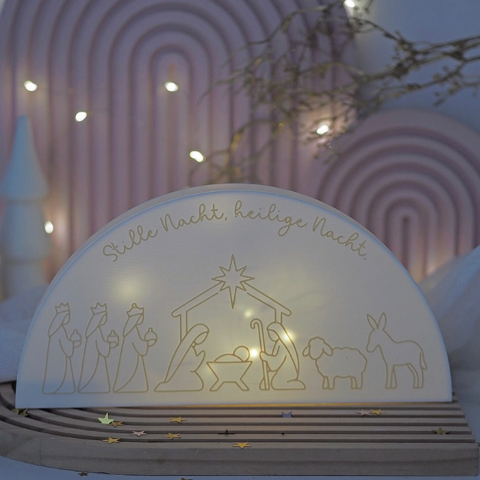 1 STL 3D Druck Datei Krippe zum beleuchten Weihnachten für Lichterkette Aufsteller Lichtkrippe 3D-Datei Heilige Nacht mit Deckel zum kleben – Bild 6