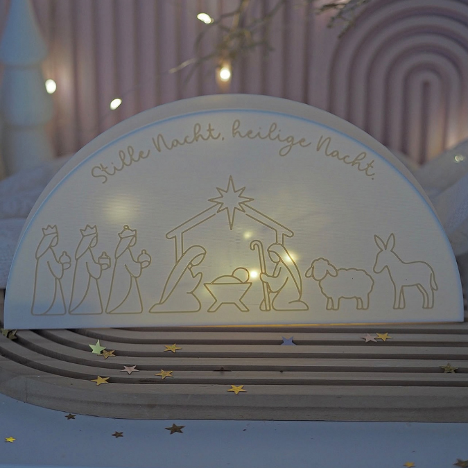 1 STL 3D Druck Datei Krippe zum beleuchten Weihnachten für Lichterkette Aufsteller Lichtkrippe 3D-Datei Heilige Nacht mit Deckel zum kleben – Bild 8
