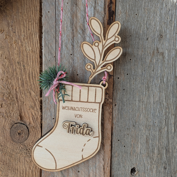 1 SVG Laser Datei Weihnachten Socke zum füllen mit Geld, Gutscheinen, Wünschen personalisierbar Winter Hygge home Laserdatei Weihnachtssocke – Bild 11