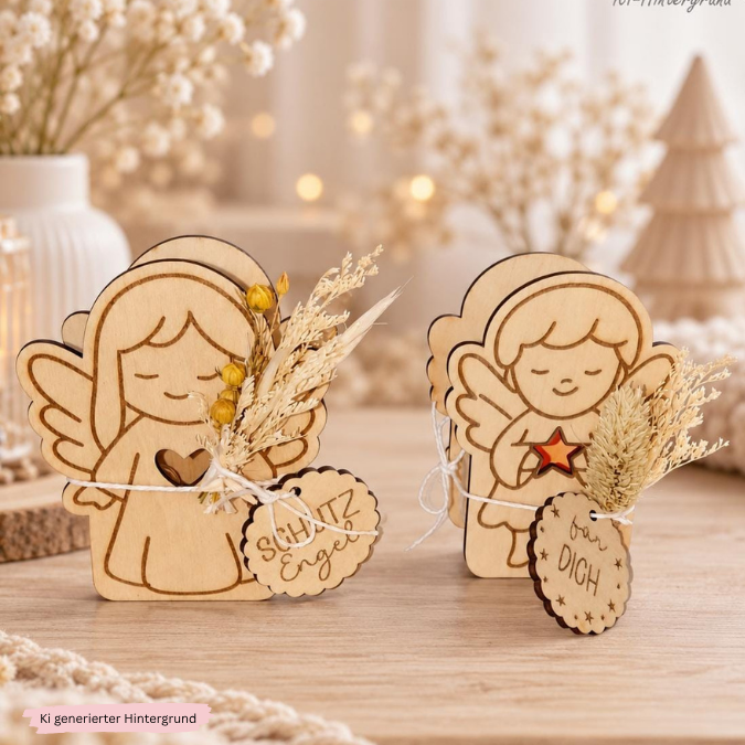 1 SVG Laserdatei 2 Designs Mini Engel zum füllen mit Blumen Geld oder Ballonlicht Lichtengel Schutzengel Muttertag Weihnachten SVG-Datei – Bild 5