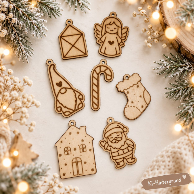 SVG Laserdatei XXL Stecker und Anhänger Weihnachten über 50 Designs Geschenkanhänger Winter Skandi SVG Datei Geschenkverpackung – Bild 8