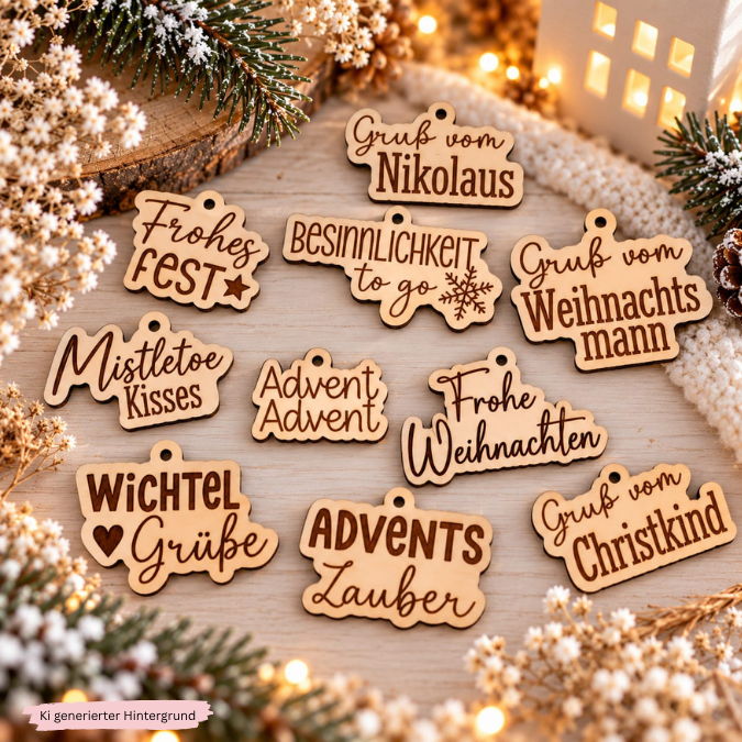SVG Laserdatei XXL Stecker und Anhänger Weihnachten über 50 Designs Geschenkanhänger Winter Skandi SVG Datei Geschenkverpackung – Bild 3