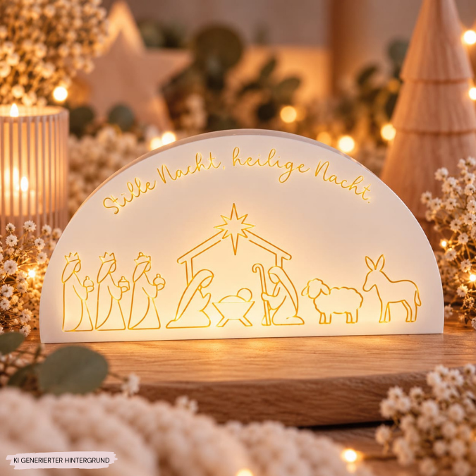 1 STL 3D Druck Datei Krippe zum beleuchten Weihnachten für Lichterkette Aufsteller Lichtkrippe 3D-Datei Heilige Nacht mit Deckel zum kleben – Bild 11