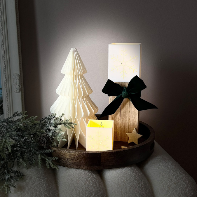 3D Druck Datei STL Windlicht für LED Lichter eckig SKALIERBAR Schneeflocke Winter Weihnachten Klötzchenwindlicht – Bild 8